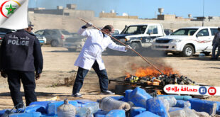 مديرية الامن بمدينة زوارة الليبية تقوم  بإتلاف كمية من المخدرات