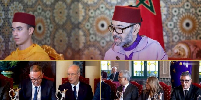 جلالة الملك محمد السادس مرفوقاً بصاحب السمو الملكي ولي العهد الأمير مولاي الحسن يترأس بالقصر الملكي بالرباط المجلس الوزاري وتقديم التوجهات العامة لمشروع قانون المالية 2027
